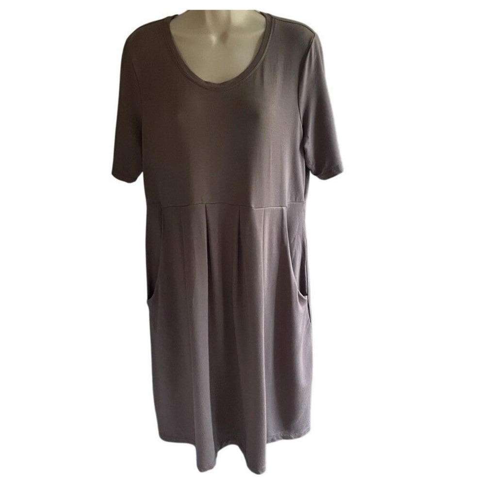 Pure Essence Taupe‎ Pocket Dress Large Made In Canada Rayon Blend